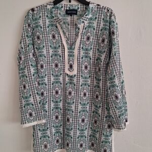 Tunic Top - Green and White